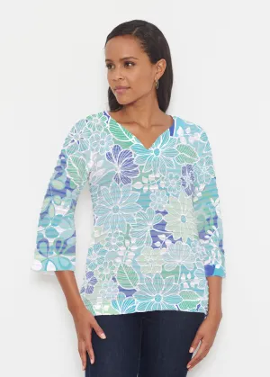 Hawaii Isles (13609) ~ Banded 3/4 Bell-Sleeve V-Neck Tunic