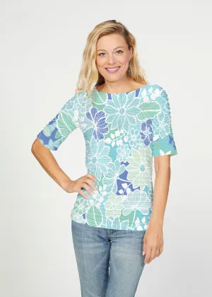 Hawaii Isles (13609) ~ Banded Elbow Sleeve Boat Neck Top