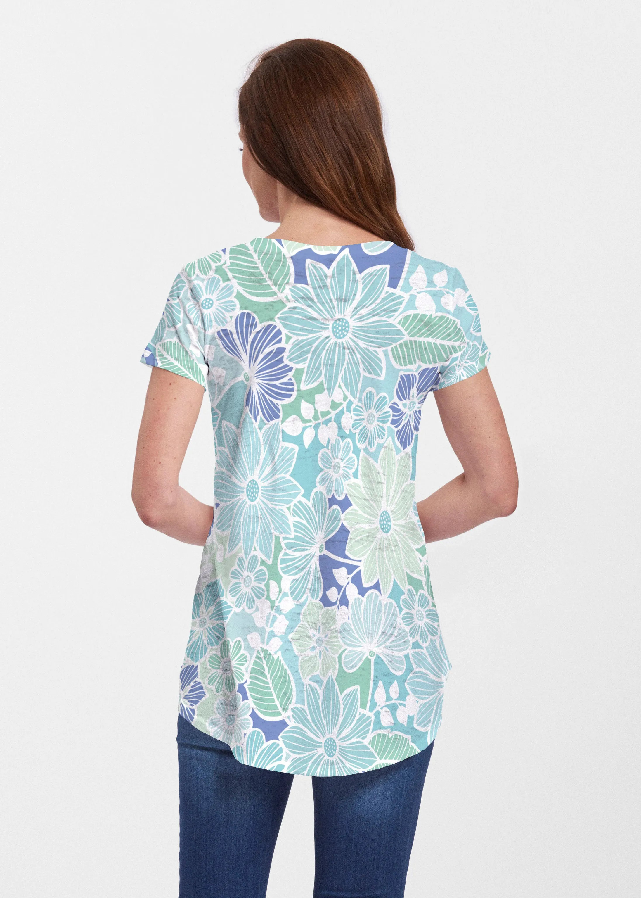 Hawaii Isles (13609) ~ Short Sleeve Scoop Neck Flowy Tunic