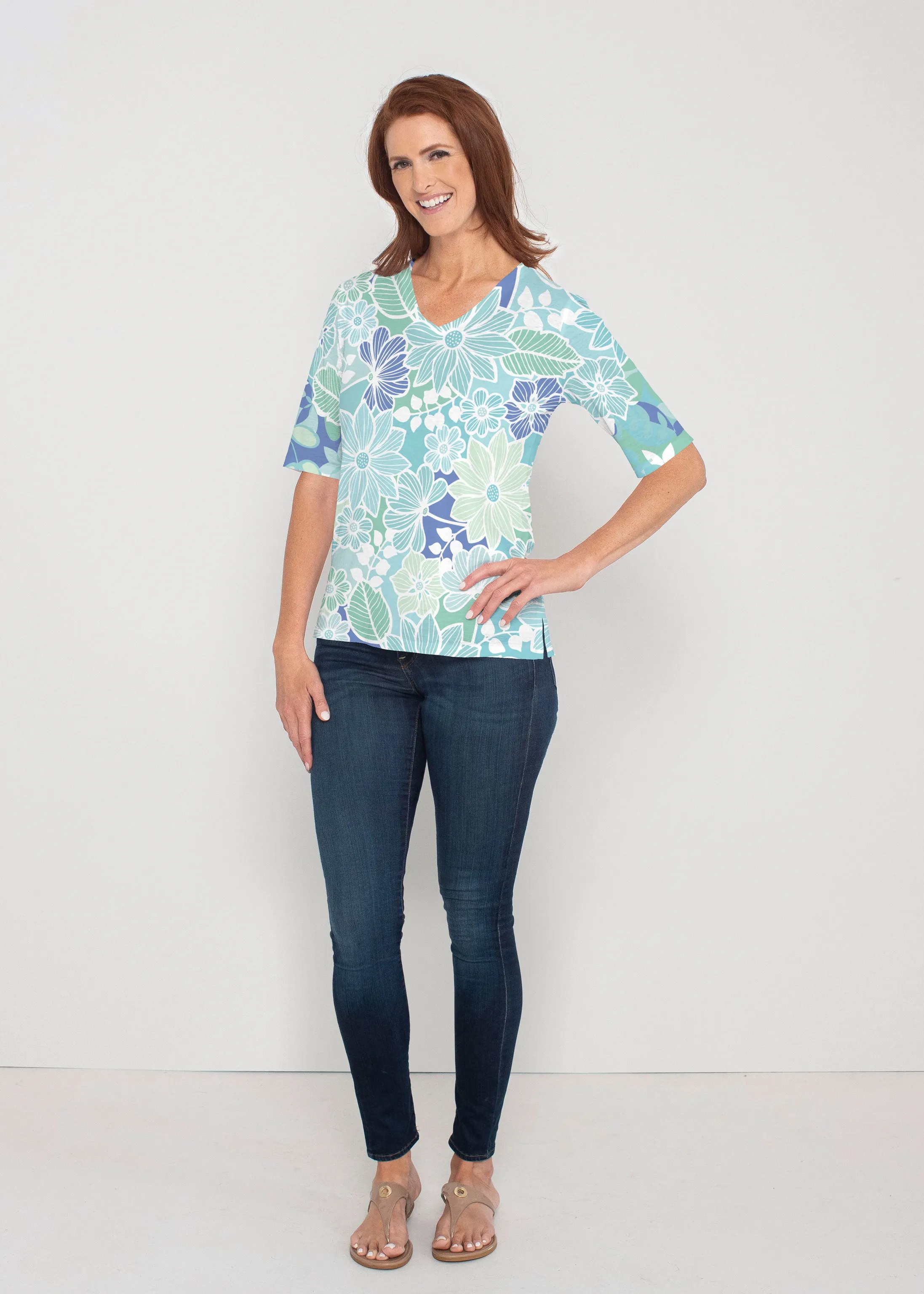 Hawaii Isles (13609) ~ Signature Elbow Sleeve V-Neck Top