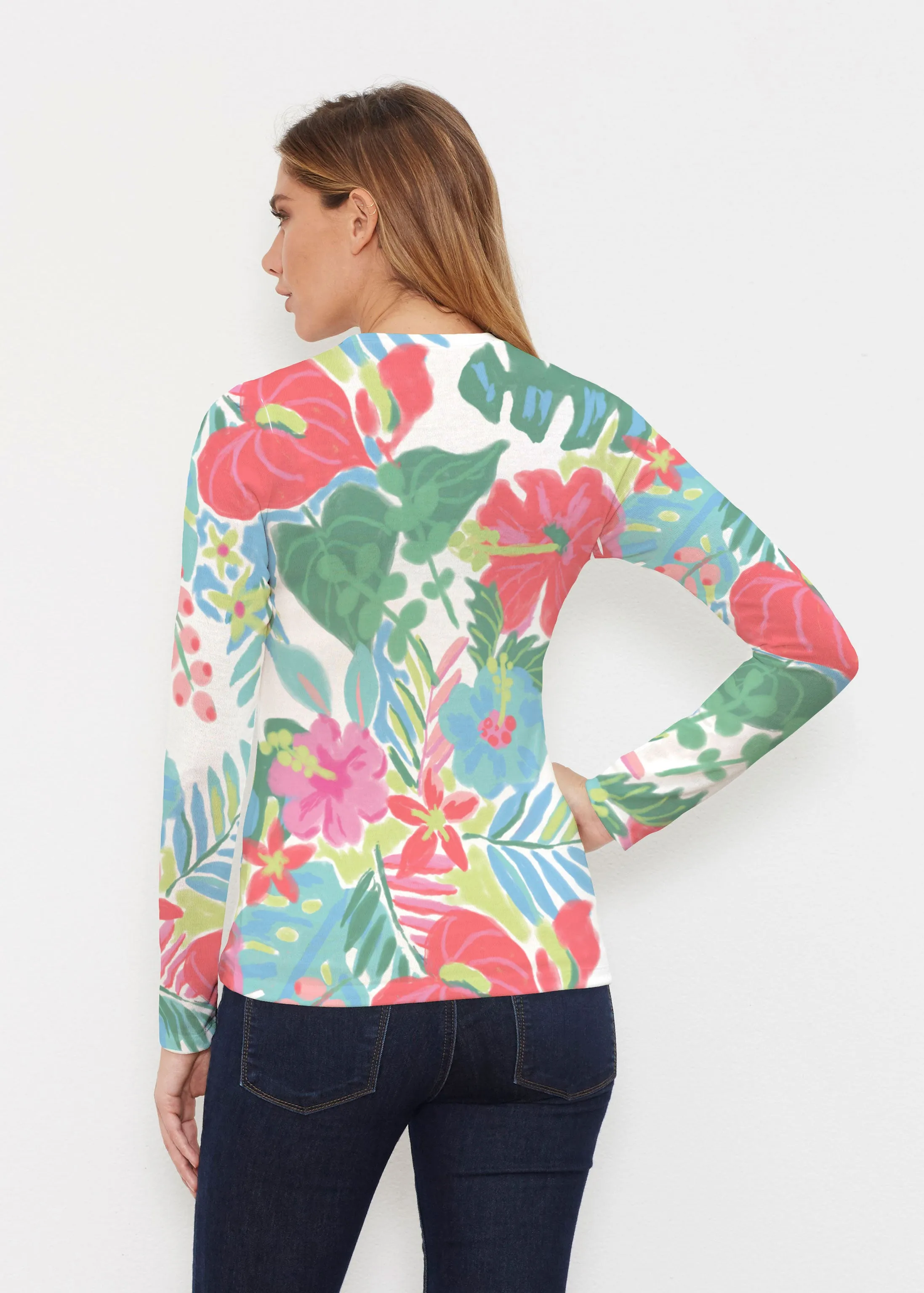 Hawaiian Fling (22141) ~ Butterknit Long Sleeve V-Neck Top