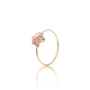 Hawaiian Gardens Hibiscus Ring in Two Tone Gold with Diamonds - 8mm