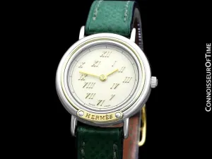 Hermes Meteore Ladies Two-Tone Luxury Watch - Stainless Steel & Solid 18K Gold