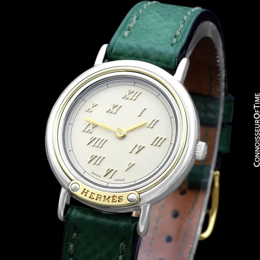 Hermes Meteore Ladies Two-Tone Luxury Watch - Stainless Steel & Solid 18K Gold