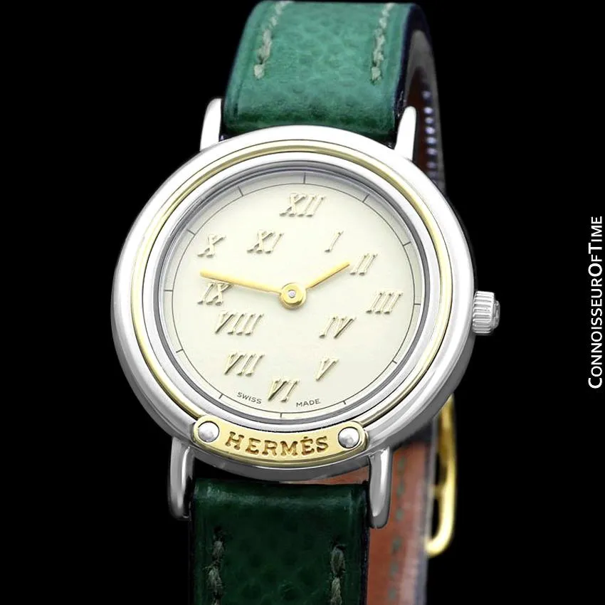 Hermes Meteore Ladies Two-Tone Luxury Watch - Stainless Steel & Solid 18K Gold