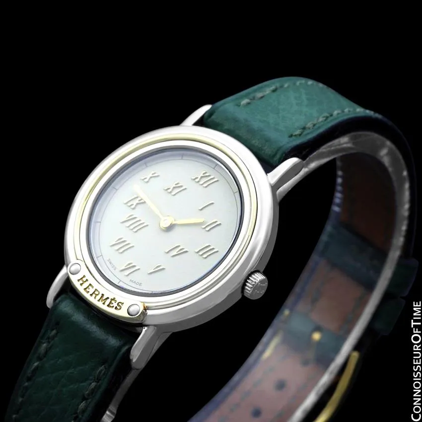 Hermes Meteore Ladies Two-Tone Luxury Watch - Stainless Steel & Solid 18K Gold