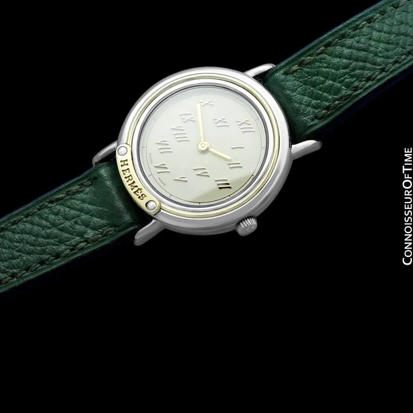 Hermes Meteore Ladies Two-Tone Luxury Watch - Stainless Steel & Solid 18K Gold