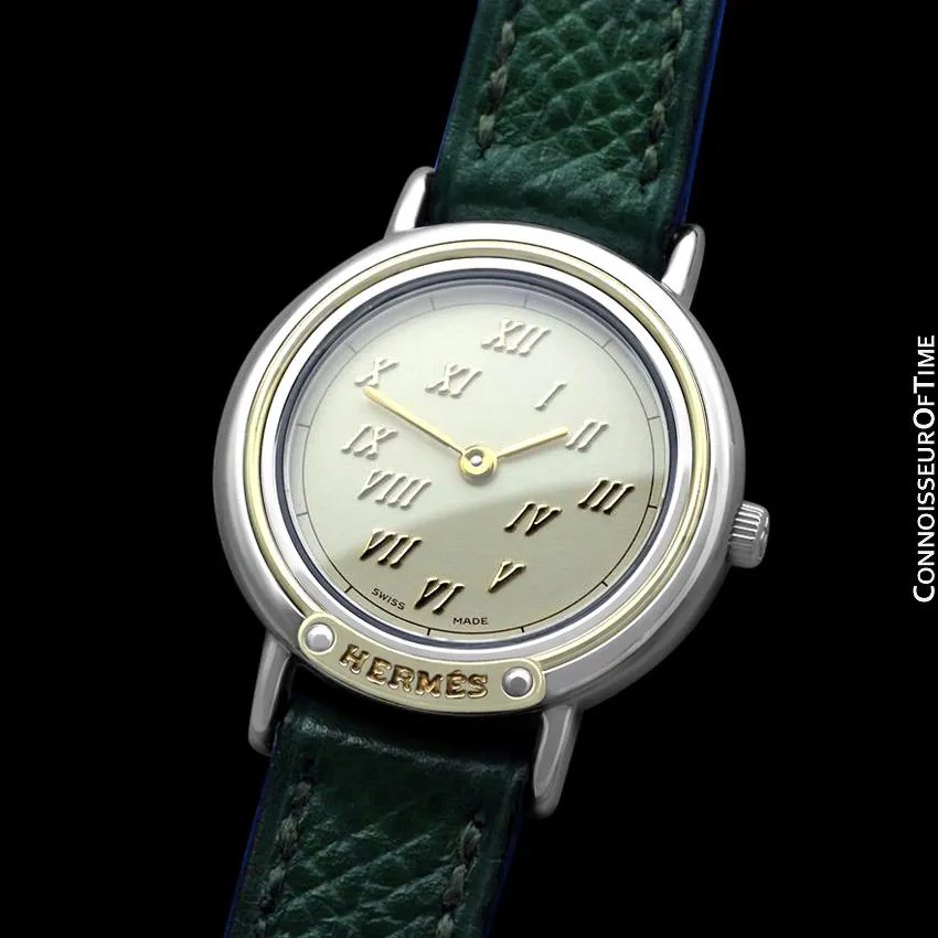 Hermes Meteore Ladies Two-Tone Luxury Watch - Stainless Steel & Solid 18K Gold