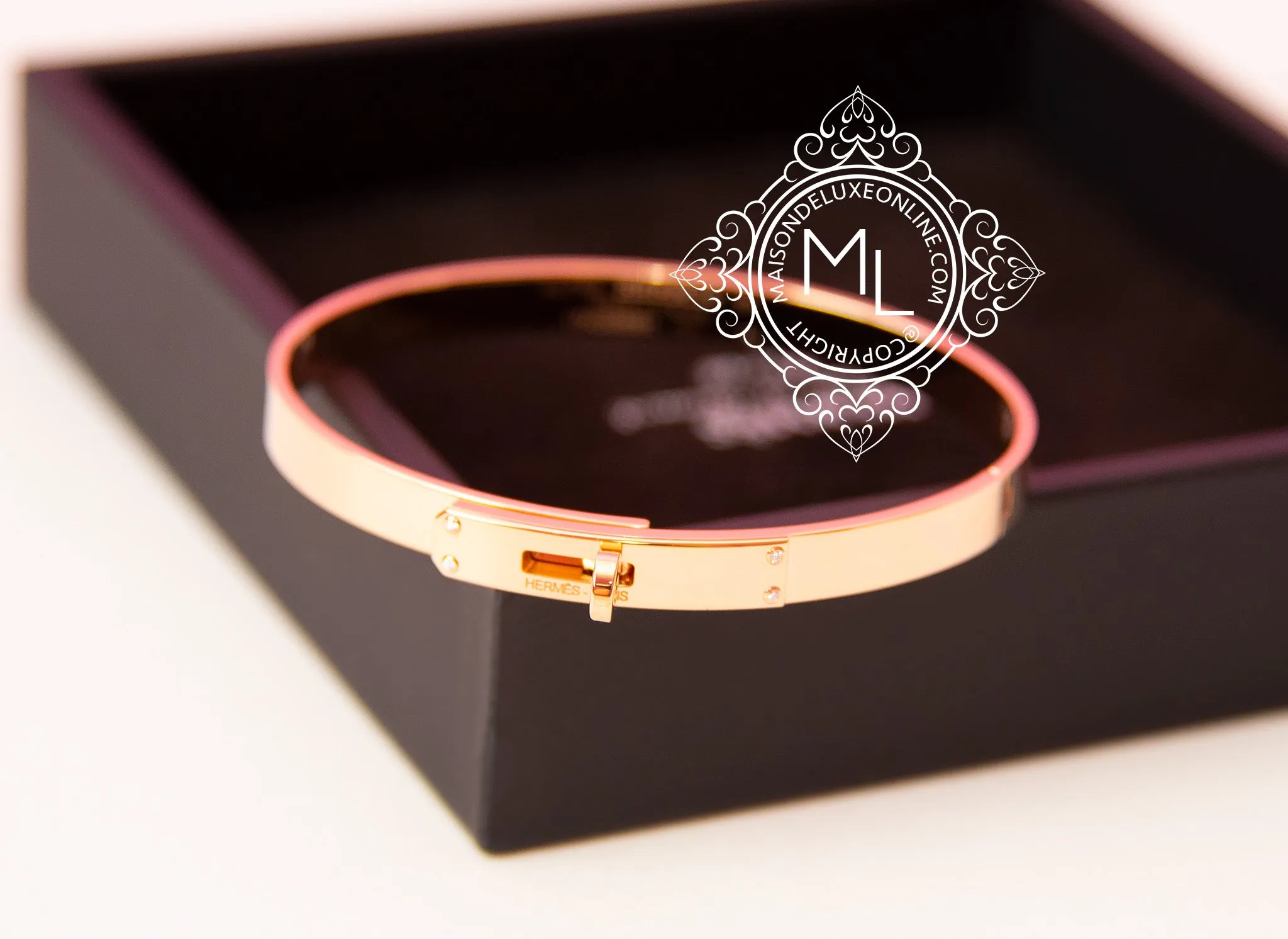 Hermes Rose Gold 4 Diamonds Kelly Bracelet SH