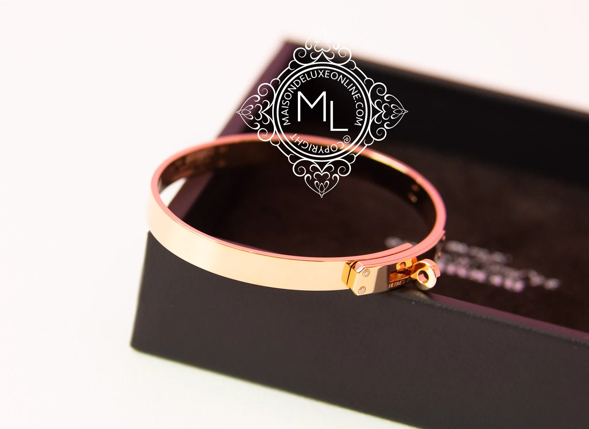 Hermes Rose Gold 4 Diamonds Kelly Bracelet SH