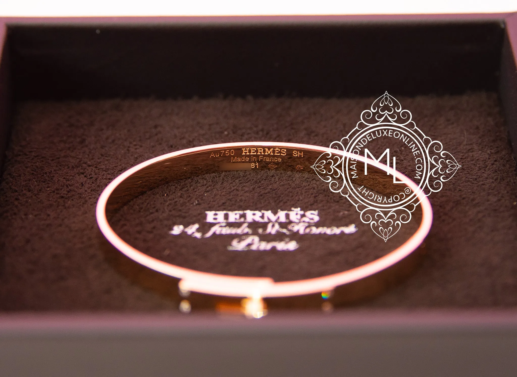 Hermes Rose Gold 4 Diamonds Kelly Bracelet SH
