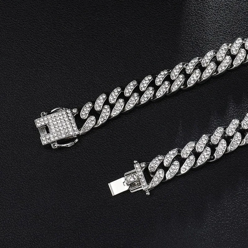 Icy Cuban Link(13mm) Necklace   Bracelet Combo