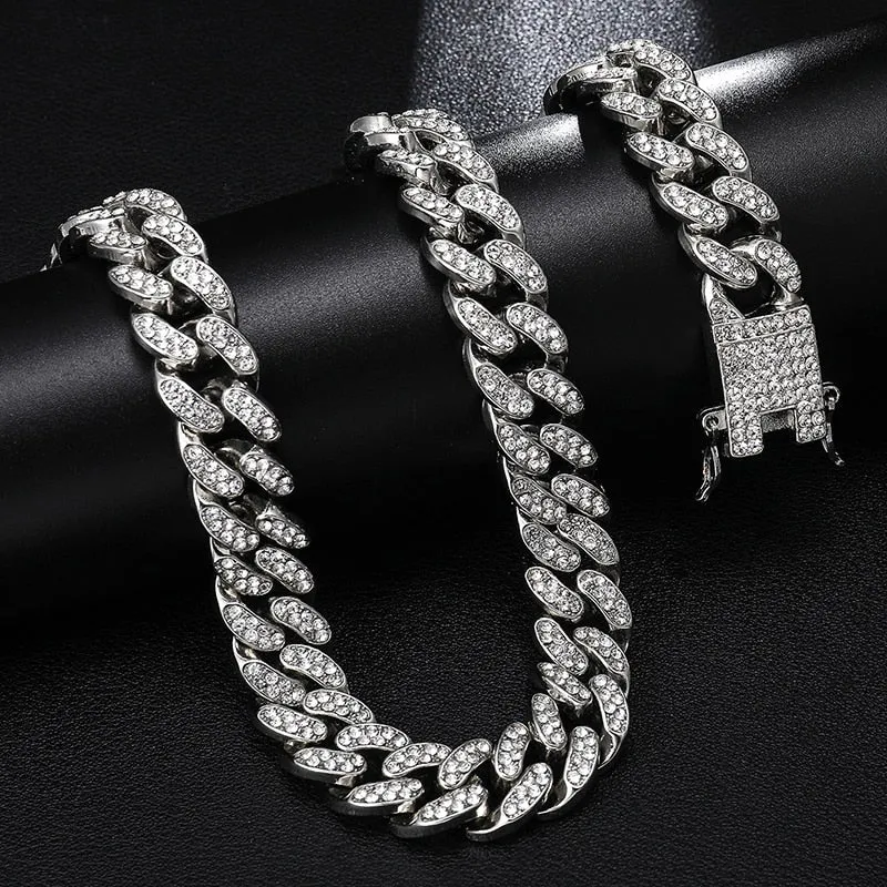 Icy Cuban Link(13mm) Necklace   Bracelet Combo