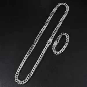 Icy Cuban Link(13mm) Necklace   Bracelet Combo
