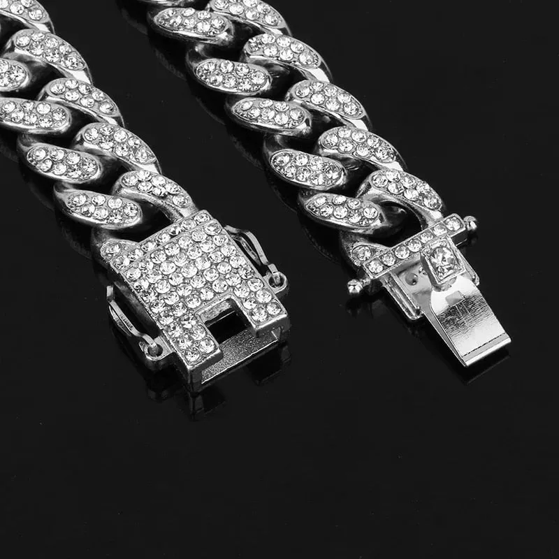 Icy Cuban Link(13mm) Necklace   Bracelet Combo