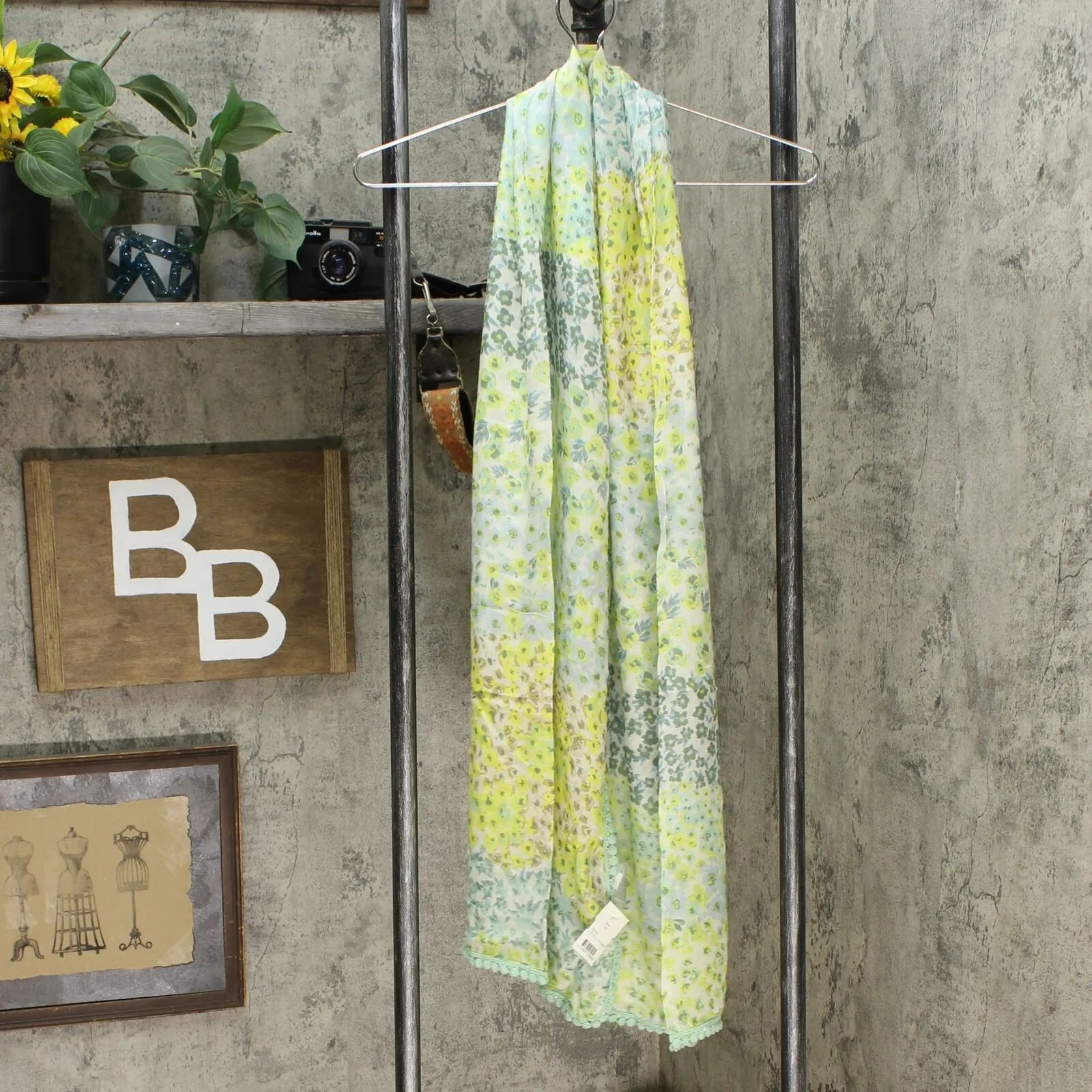 Isaac Mizrahi Live! Women's Ditzy Floral Printed Scarf With Lollipop Trim