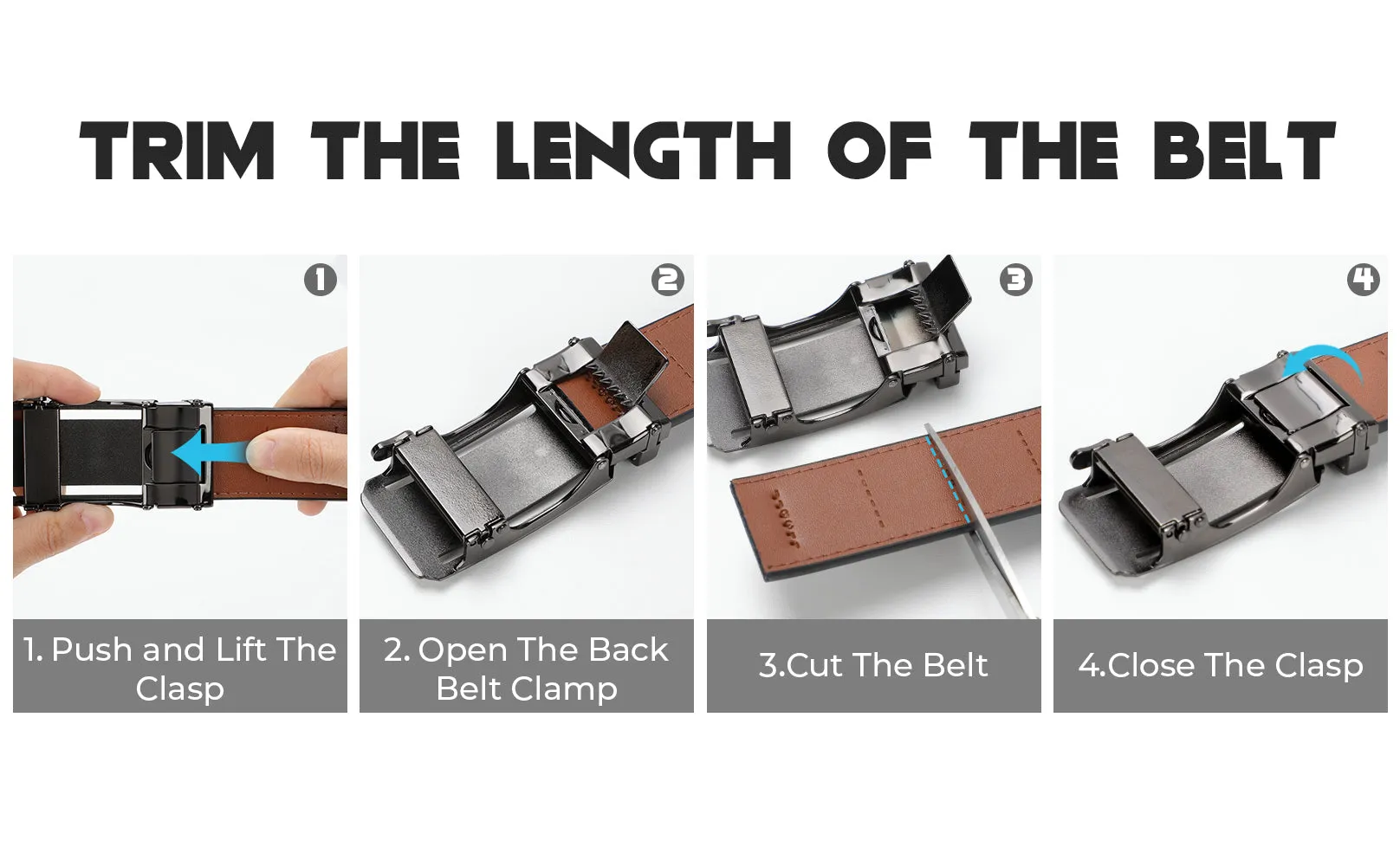 JASGOOD 1 Pack Black Automatic Ratchet Split Genuine Leather Men Dress Belt