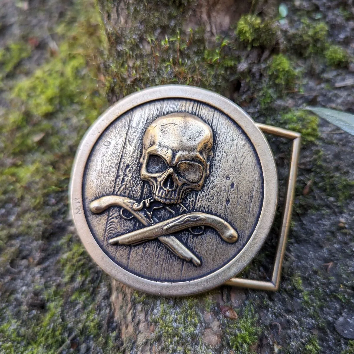 Jolly Roger bronze belt buckle
