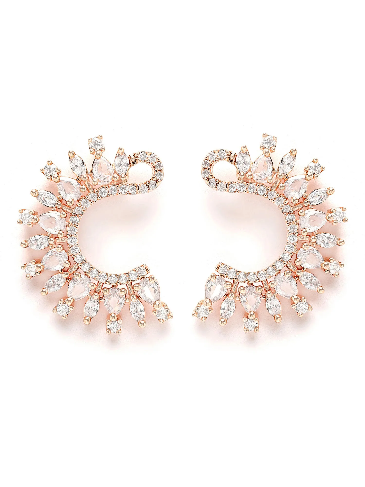 Karatcart Rose Gold Plated Cubic Zirconia Stud Earrings for Women