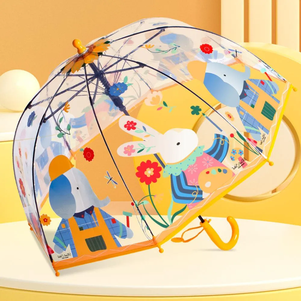Kids Clear Dome Umbrella with Fun Animal Prints