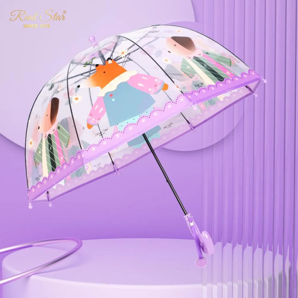 Kids Clear Dome Umbrella with Fun Animal Prints