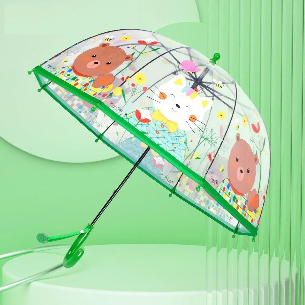 Kids Clear Dome Umbrella with Fun Animal Prints