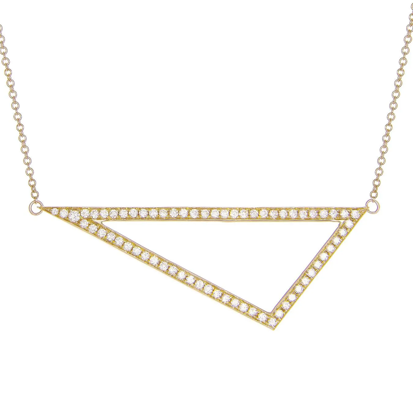 Large Diamond Triangle Necklace | Yellow Gold