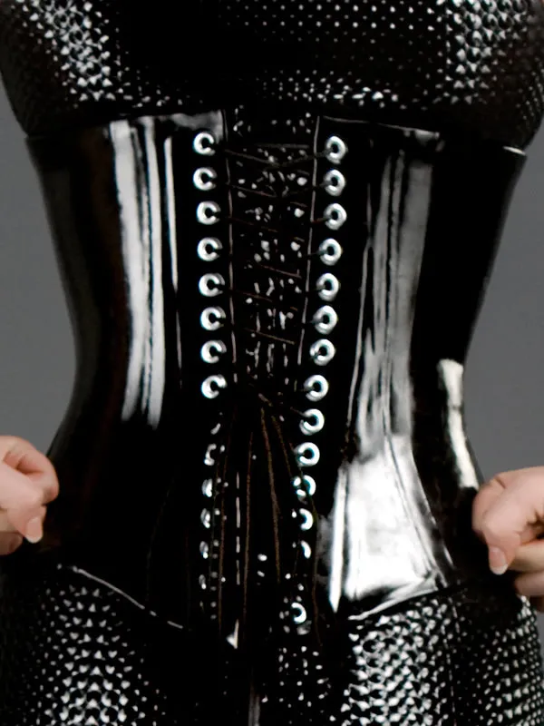 Latex Longline Corset with Buckle Front