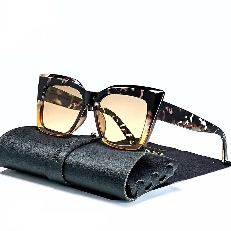 LeonLion Leopard Cateye Sunglasses Women Retro Eyewear Shades for Women Wholesale Luxury Square Oversized Glasses Gafas De Sol