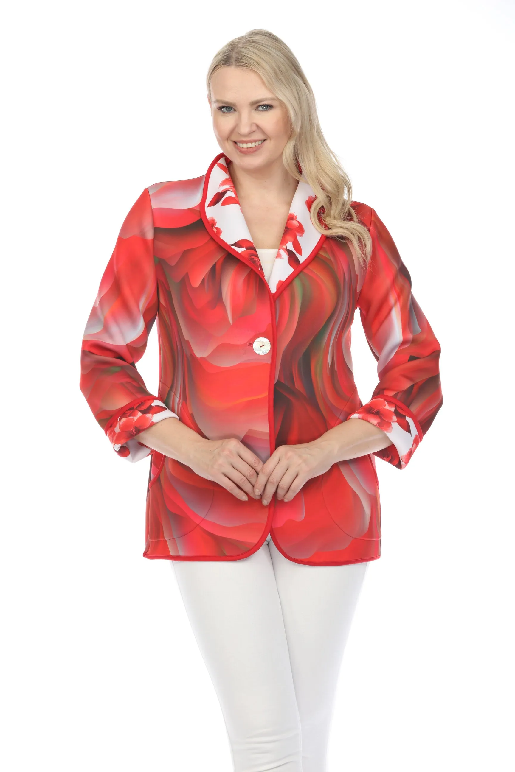 Long Jacket Tropical Flower Red 1051TFR