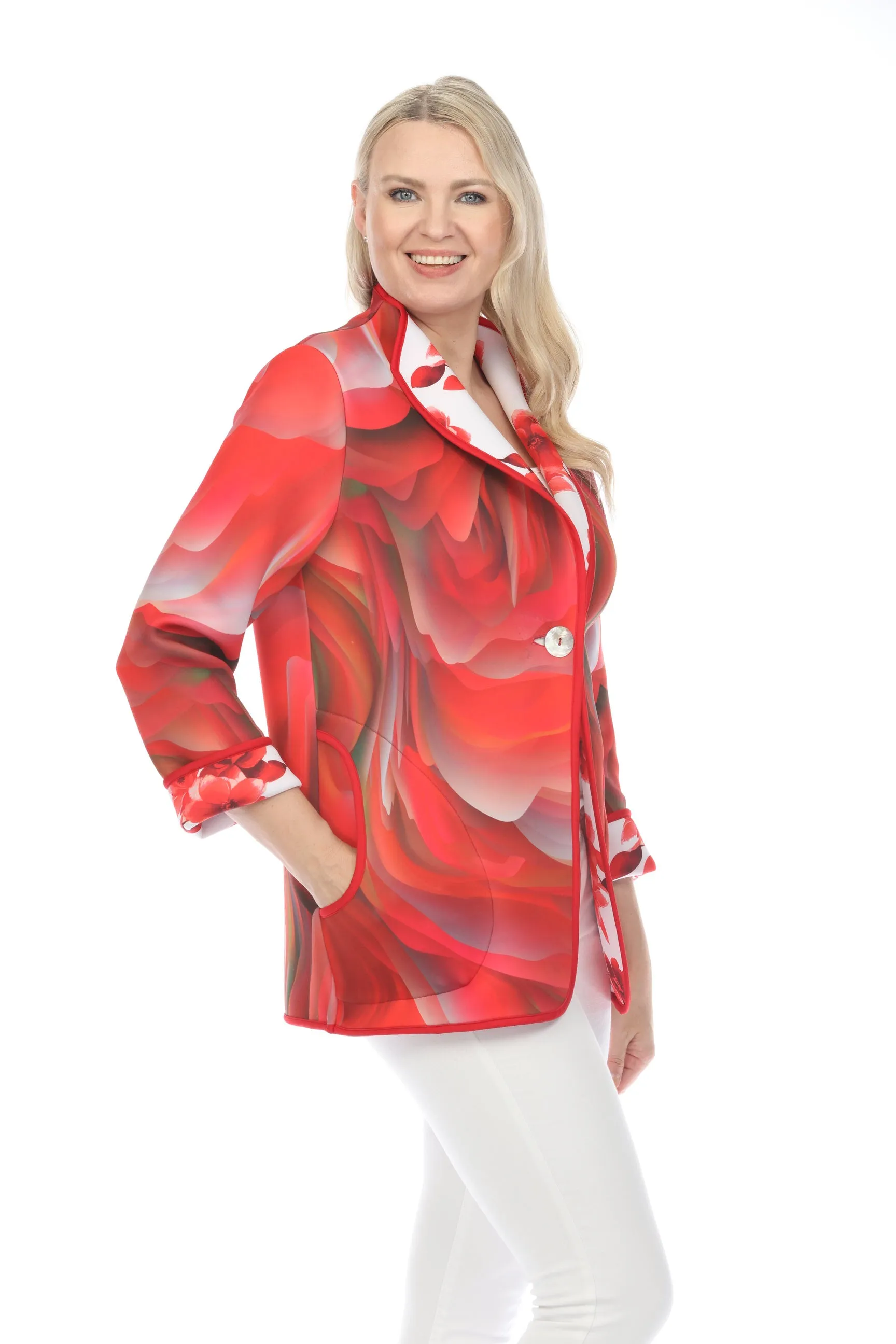 Long Jacket Tropical Flower Red 1051TFR
