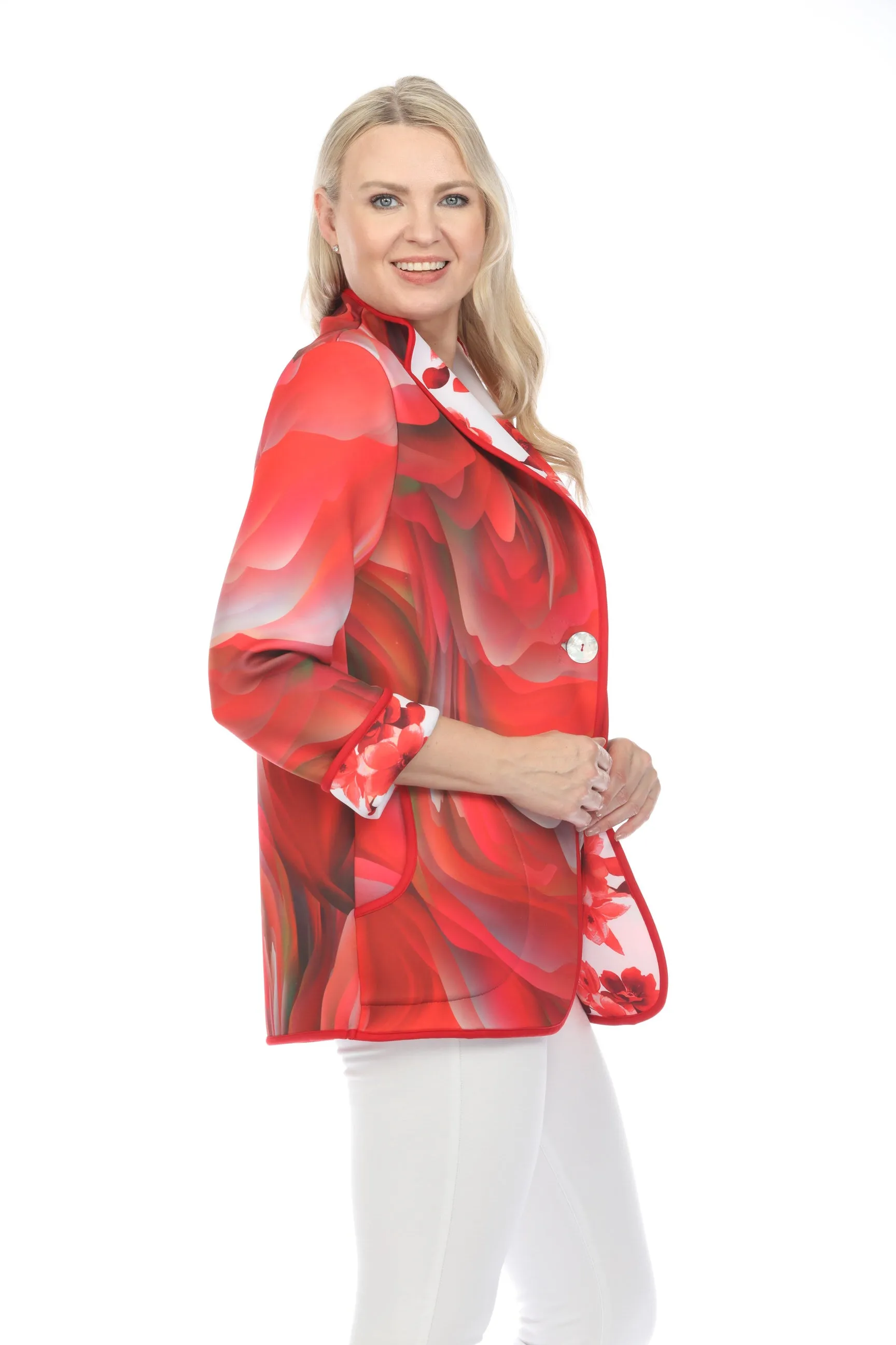 Long Jacket Tropical Flower Red 1051TFR