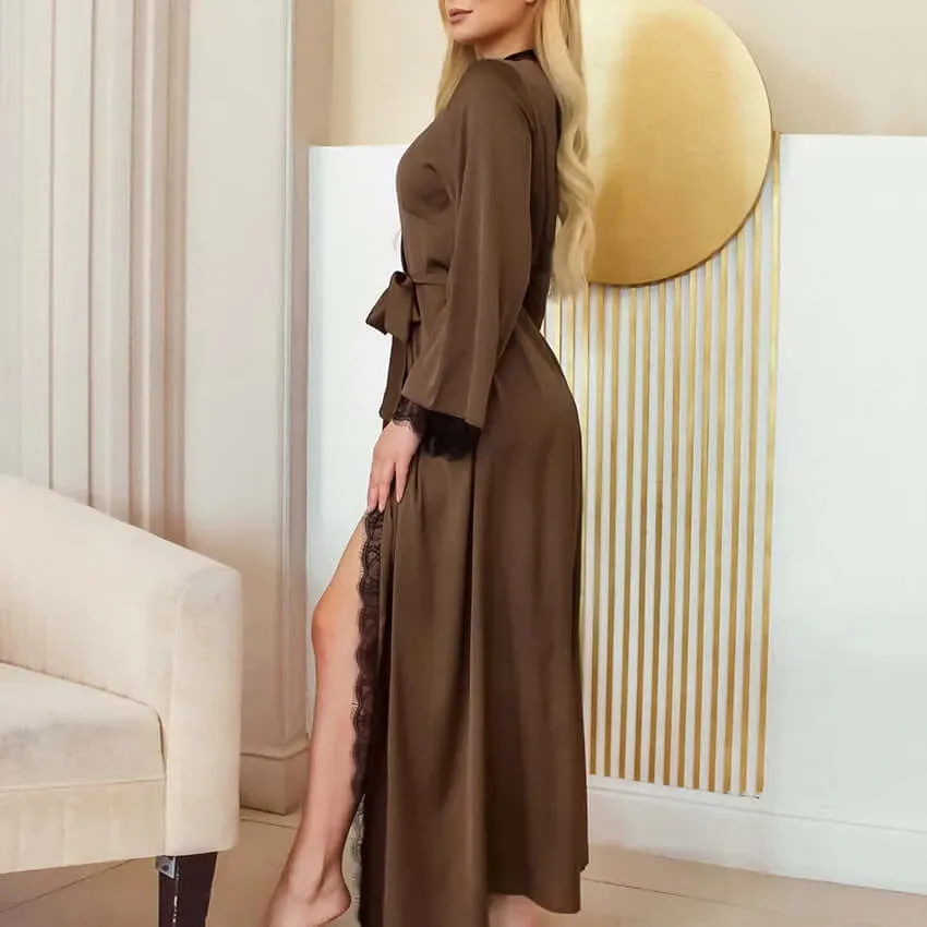 Long Length Lace Trimmed Robe