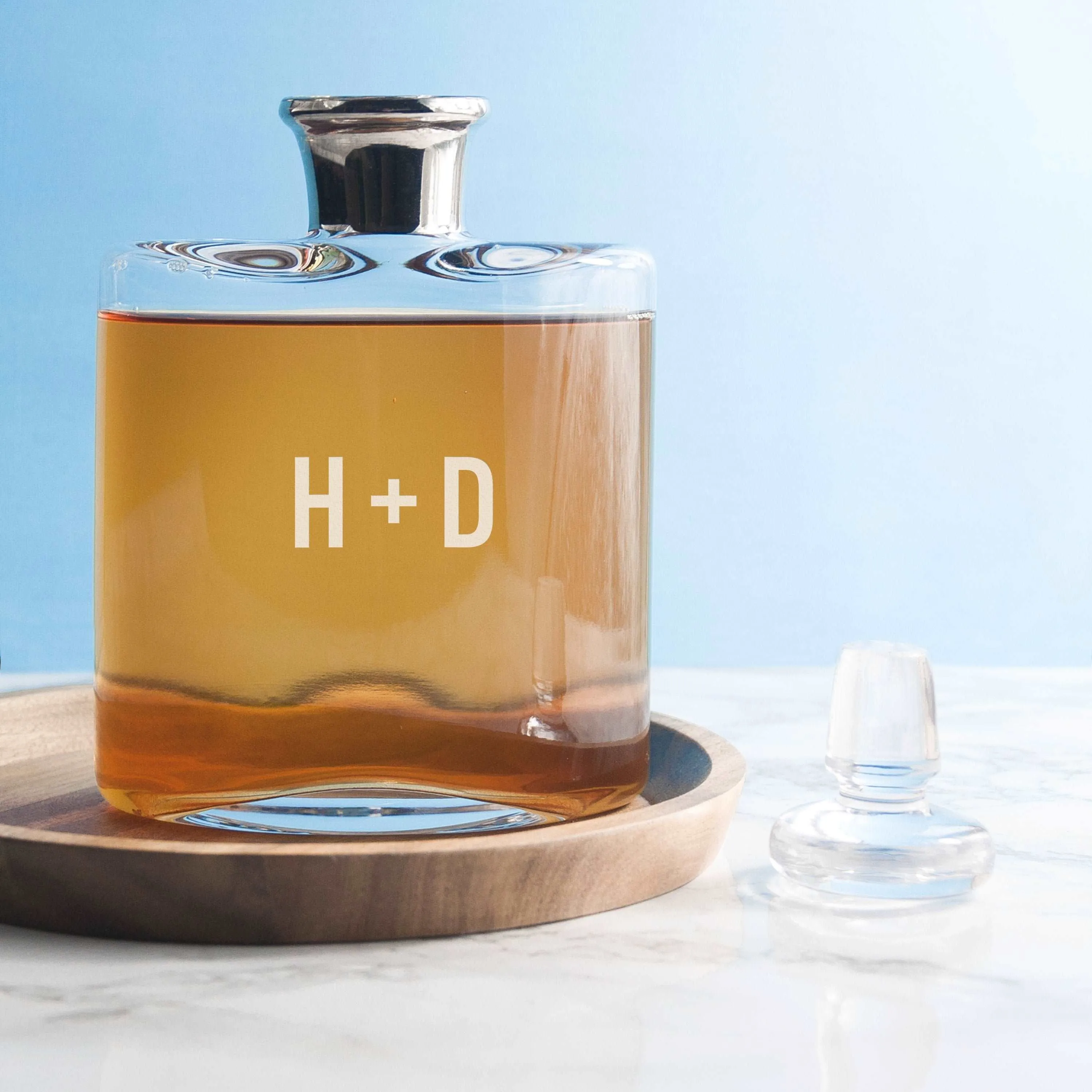 LSA Monogrammed Platinum Necked Decanter