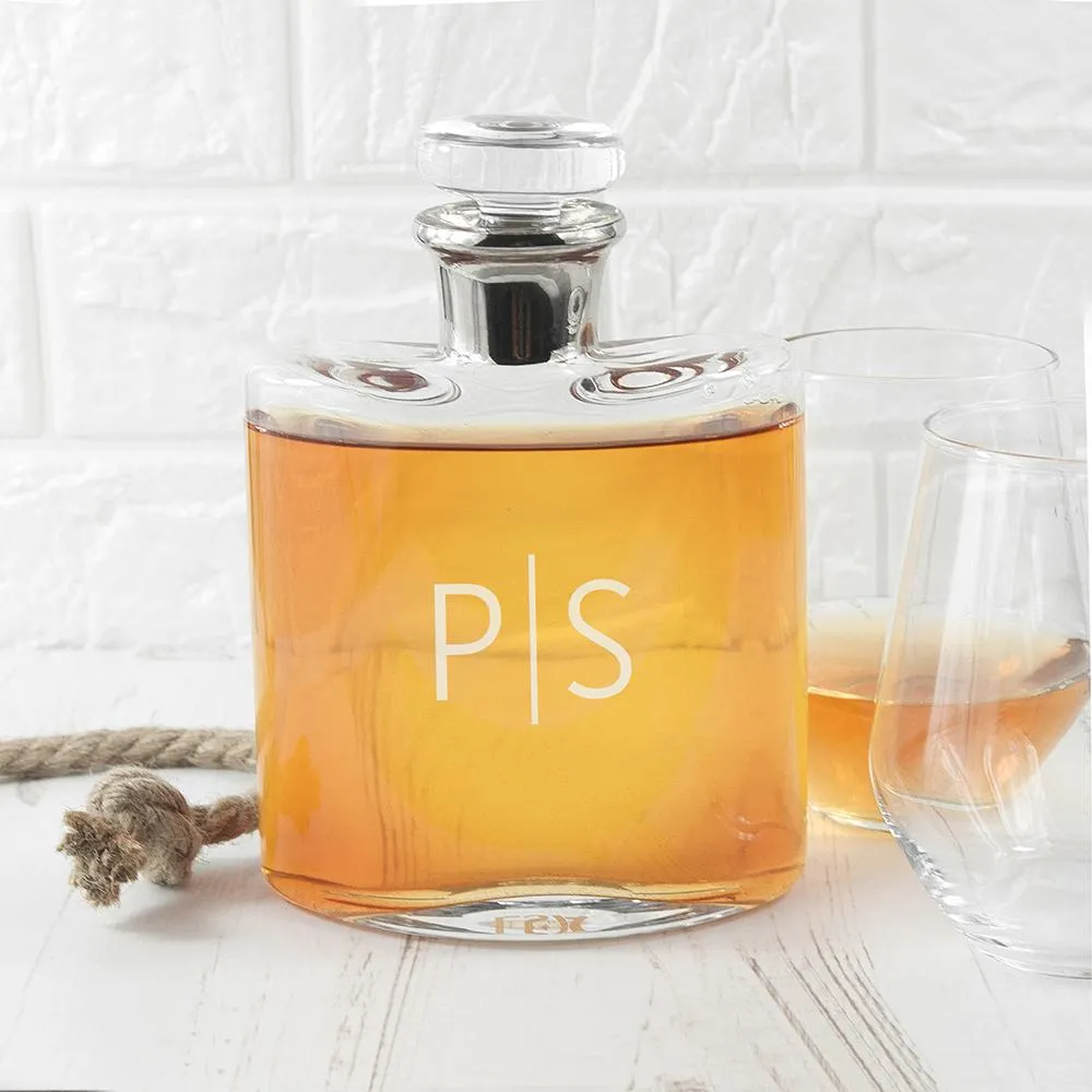LSA Monogrammed Platinum Necked Decanter