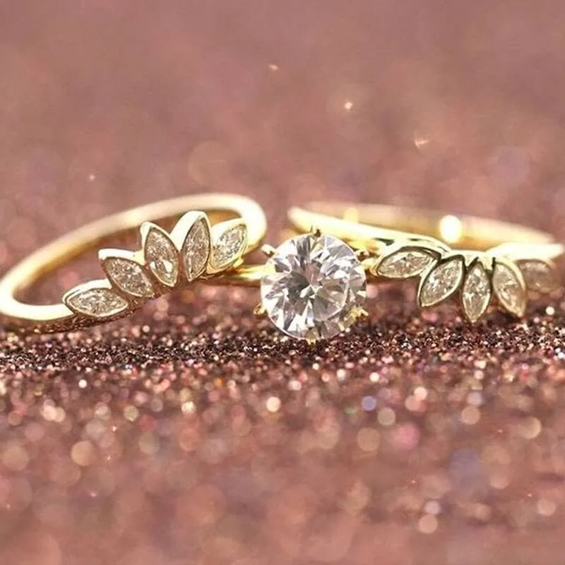 Luxury Flower Shaped Created Diamond Ring Set- Black Diamonds New York