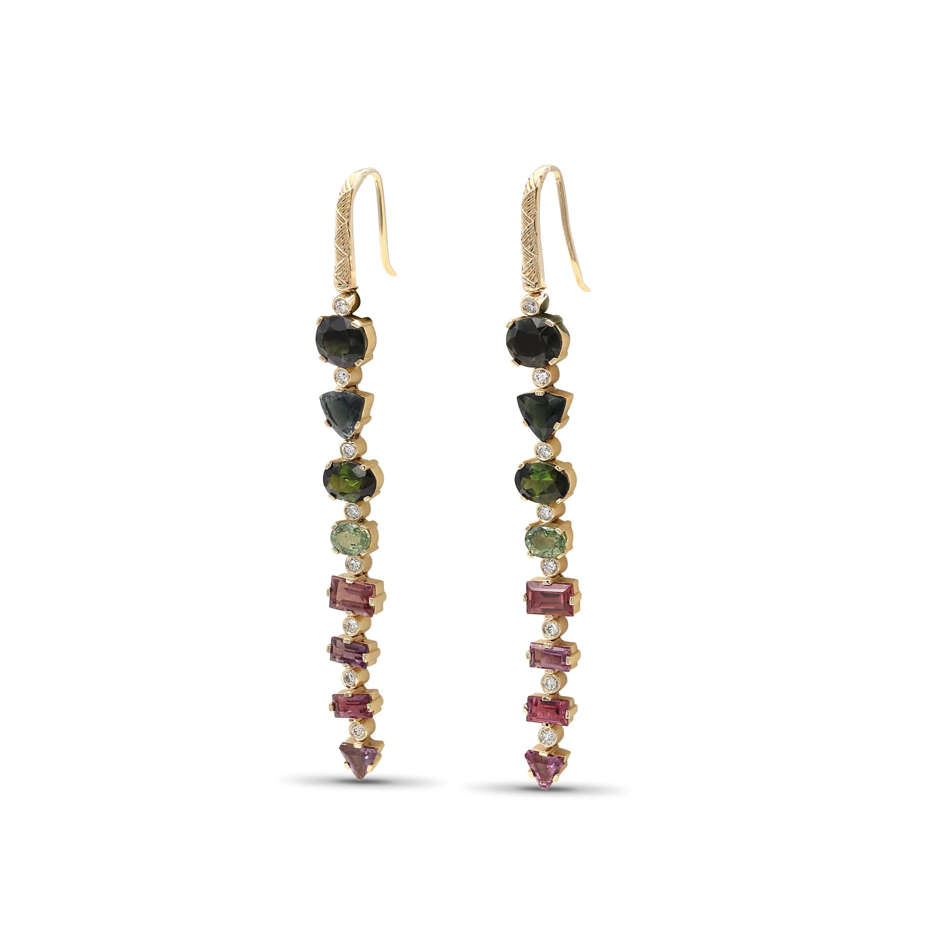 Luxury Tourmaline 10.2ct and Diamond 0.35ct Earring in 18K Gold