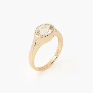 Luxury Vintage Women's 14K Gold Natural Green Crystal Oval Cut Brilliant Cut Bezel And Pave Set Diamond Domed Polished Wedding Band Engagement Rings