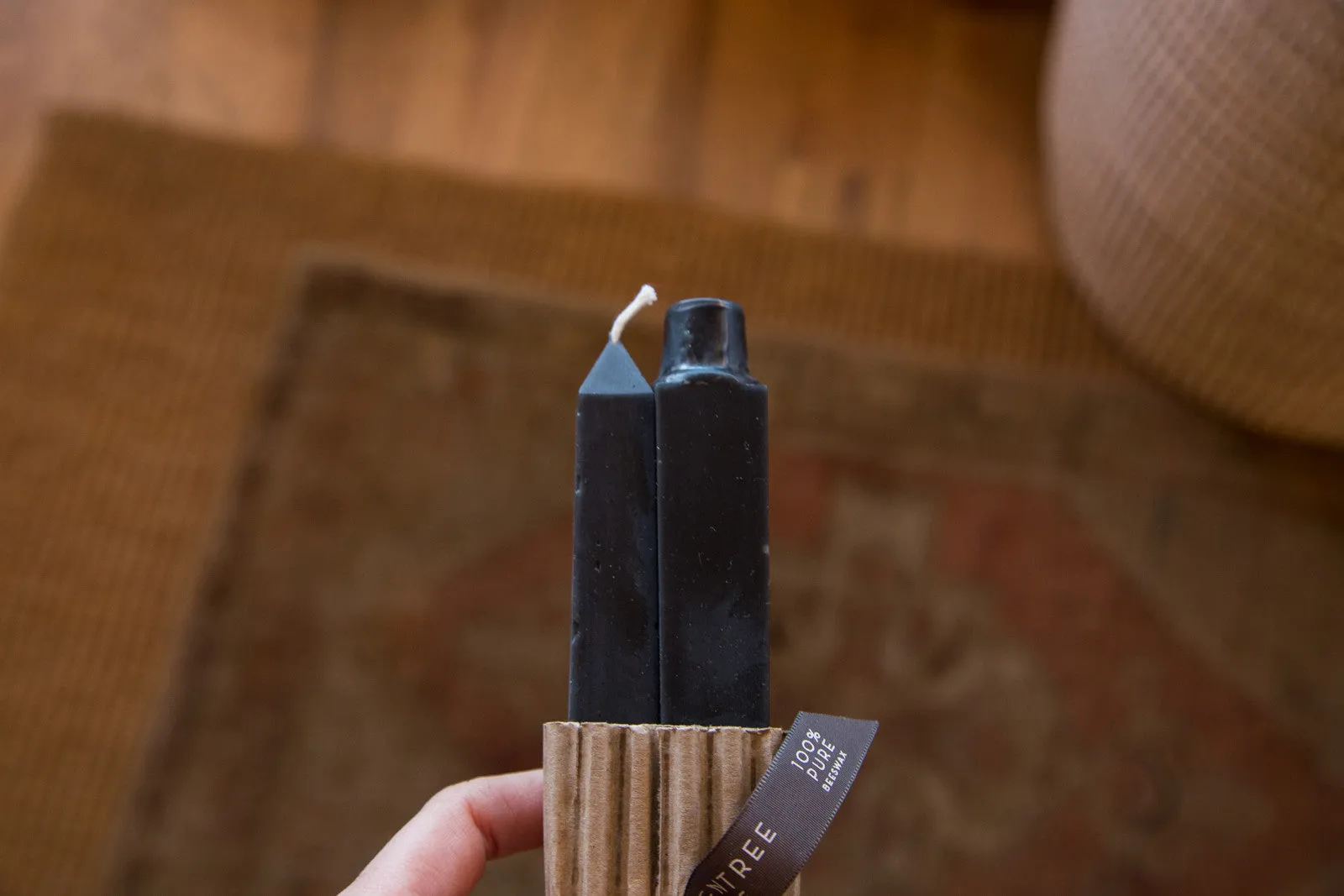 Made in NY Beeswax Candle Square Tapers Black