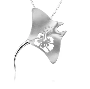 Manta Ray Hibiscus Pendant Small