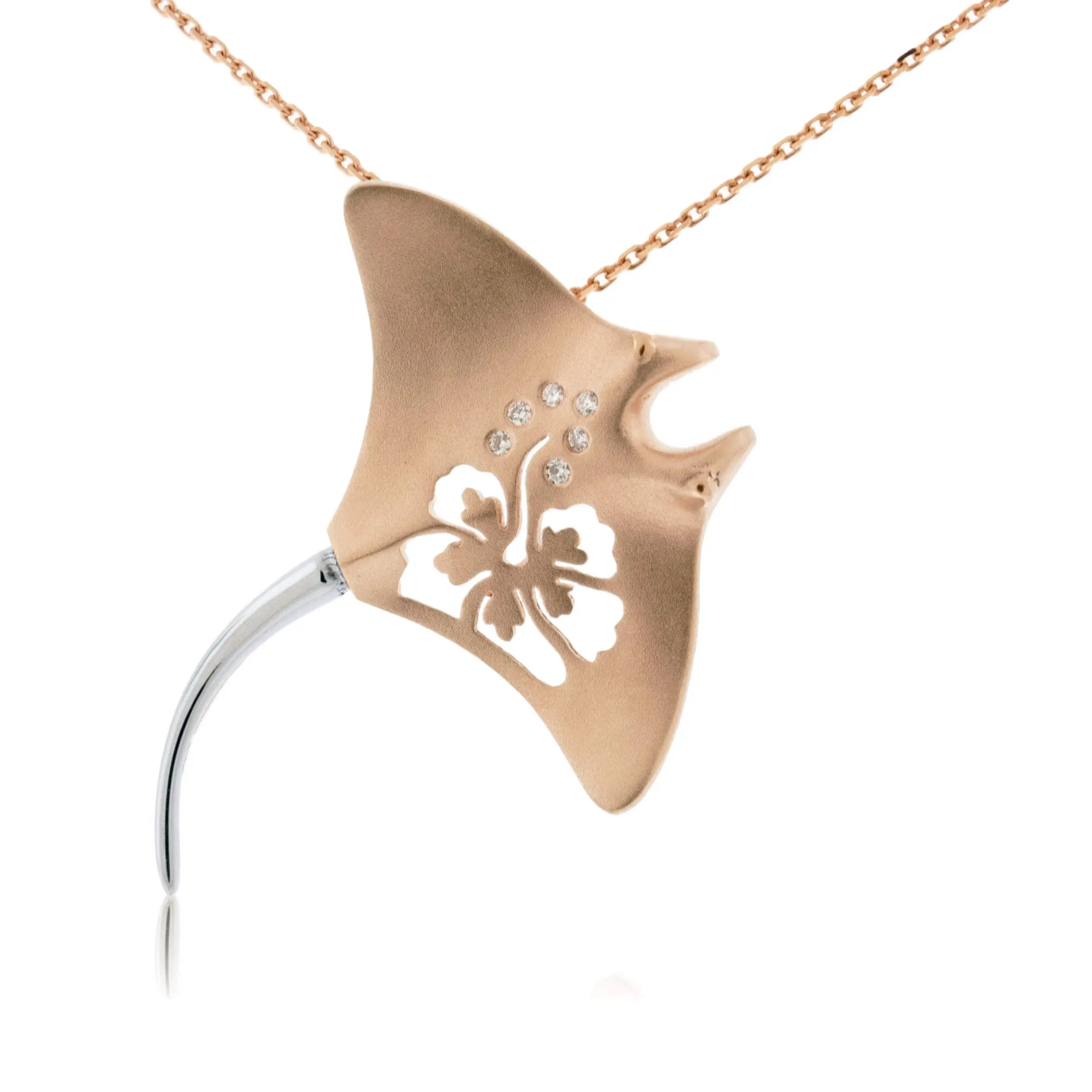 Manta Ray Hibiscus Pendant Small