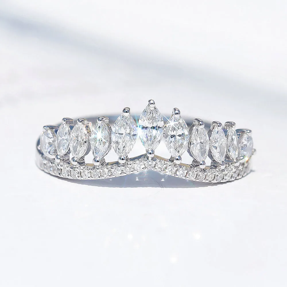 Marquise Cut Diamond Chevron Curved V-Shape Ring Guard