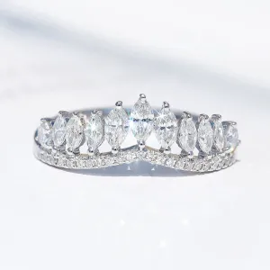 Marquise Cut Diamond Chevron Curved V-Shape Ring Guard
