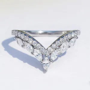 Marquise Cut Diamond Contour V-Shape Ring