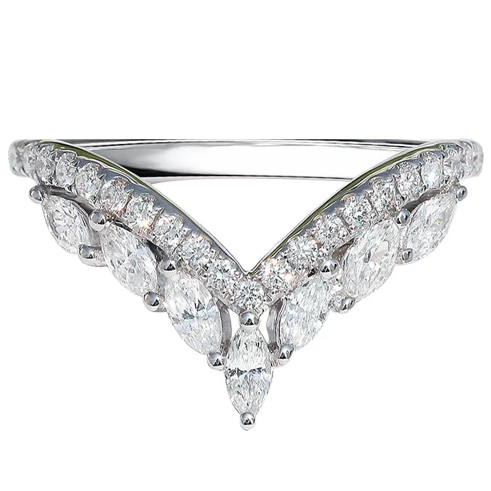 Marquise Cut Diamond Contour V-Shape Ring