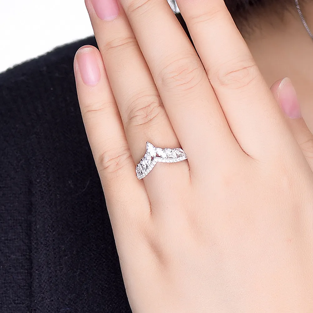 Marquise Cut Diamond Contour V-Shape Ring