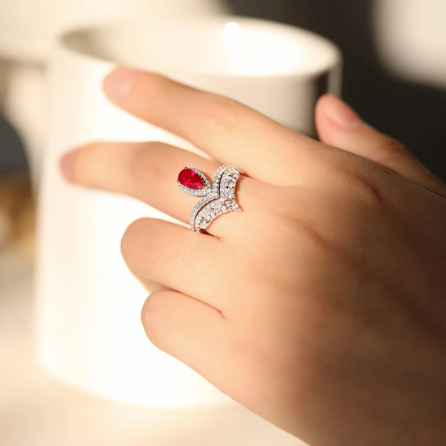 Marquise Cut Diamond Contour V-Shape Ring