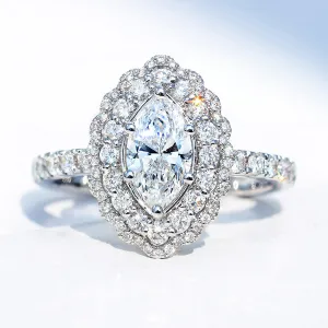Marquise Cut GIA Diamond Double Halo Engagement Ring
