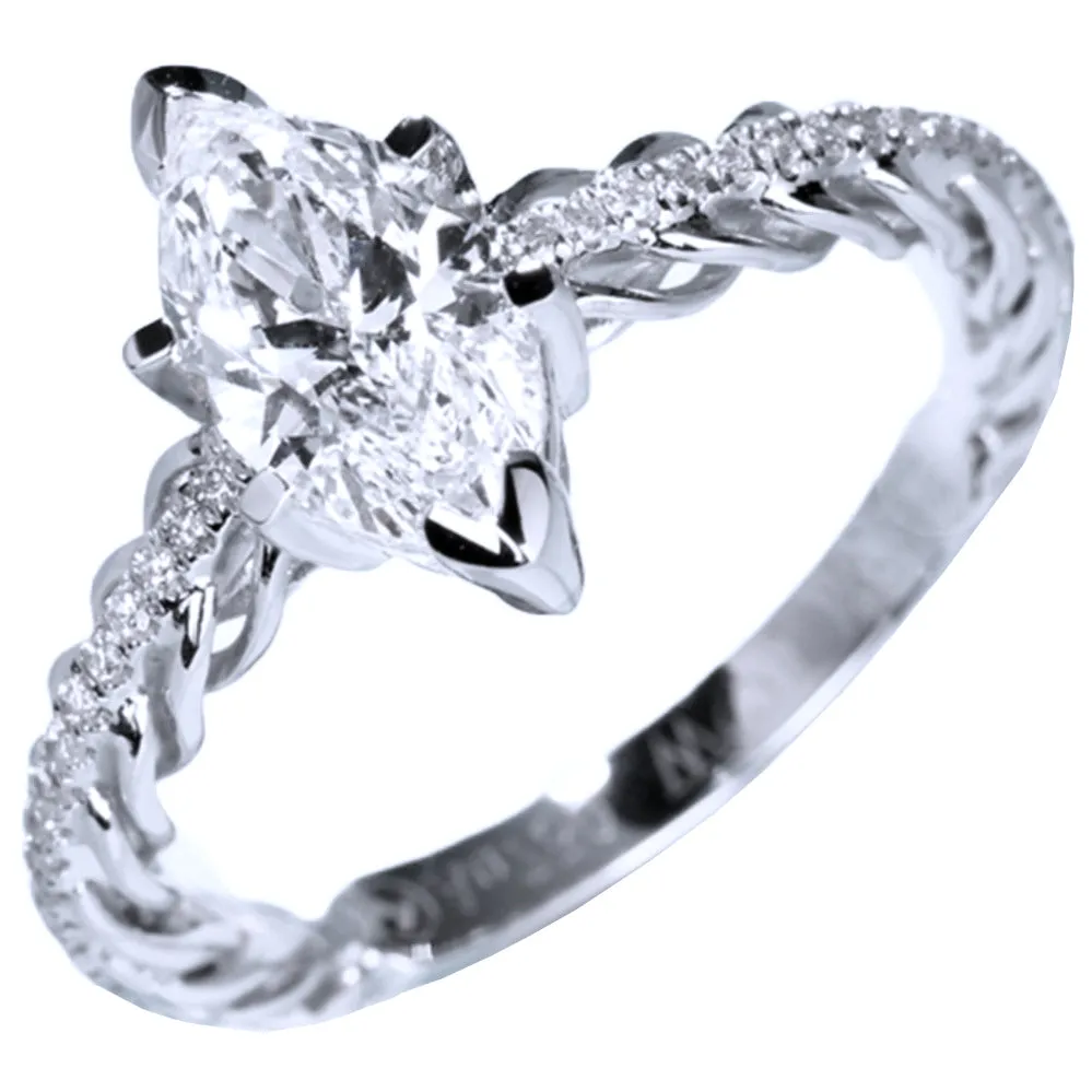 Marquise Cut GIA Diamond Engagement Weave Ring