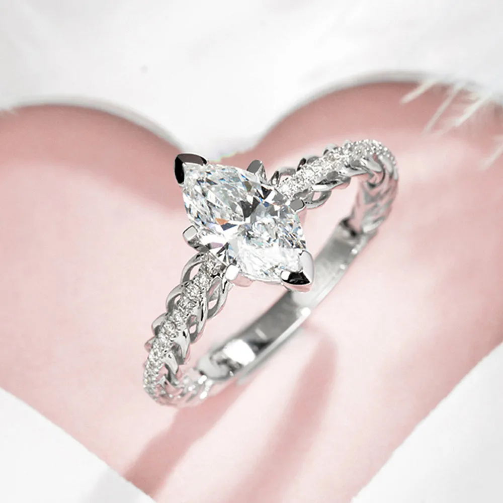 Marquise Cut GIA Diamond Engagement Weave Ring